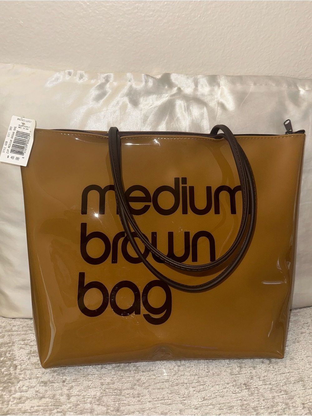 Bloomingdale's Zip Top Medium Brown Bag - Exclusive